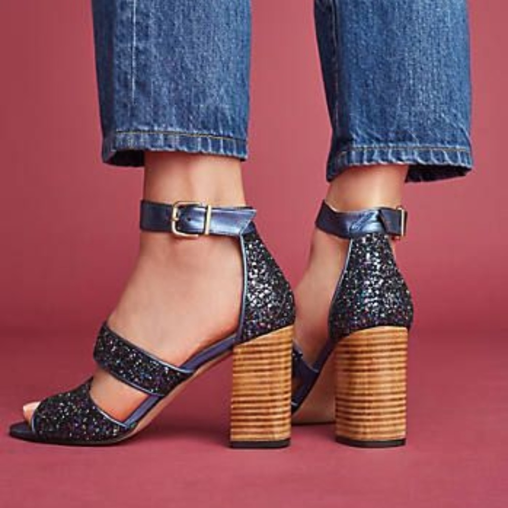 FINAL OFFER Anthropologie Navy Glitter Heel